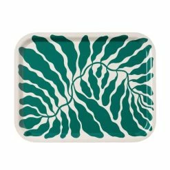 Wrap Green Tray Large Birch Wood Rectangle Leaves Green