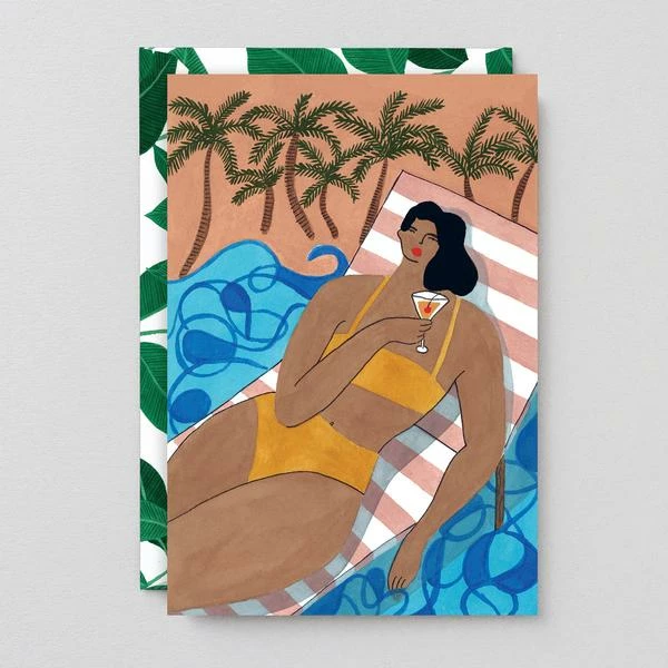 Wrap Beach Cocktail Greeting Card 1 Wrap Beach Cocktail Greeting Card