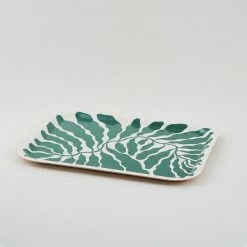 Wrap Green Tray Large Birch Wood Rectangle Leaves Green