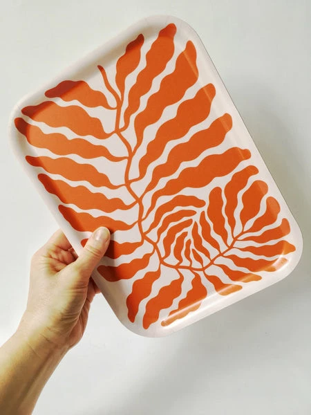 Wrap Orange Leaves Small Rectangle Plywood Tray 3 Wrap Orange Leaves Small Rectangle Plywood Tray