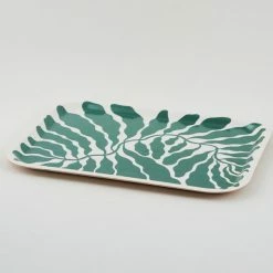 Wrap Green Leaves Large Rectangle Plywood Tray