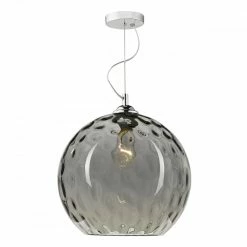 Där Lighting Silver Smoked Glass Aulax Pendant Light