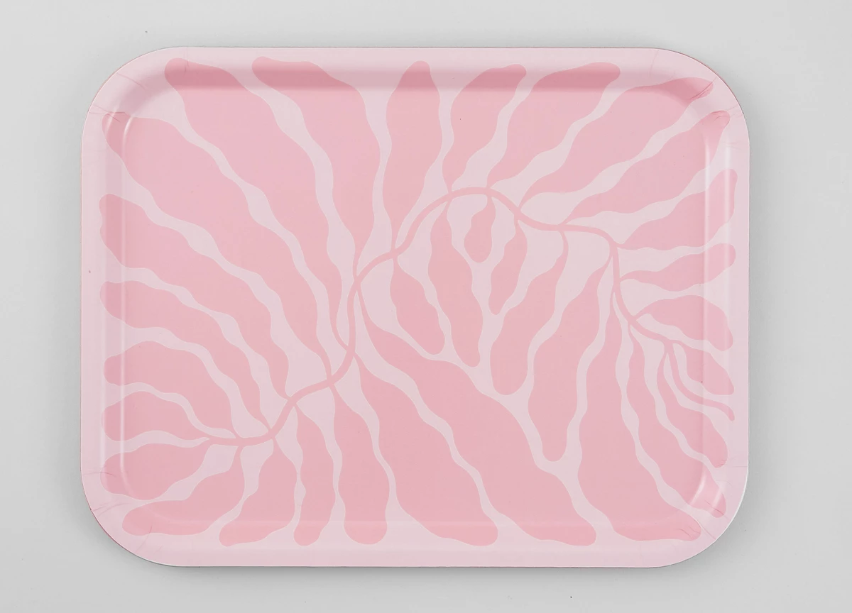 Wrap Leaves Medium Pink Plywood Tray 2 Wrap Leaves Medium Pink Plywood Tray