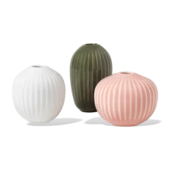 Kähler Hammershøi Miniature Vase White, Nude, Green Set of 3