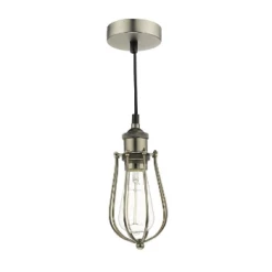Där Lighting Pewter Taurus 1 Cage Pendant Light