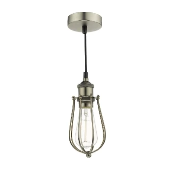 Där Lighting Pewter Taurus 1 Cage Pendant Light 1 Där Lighting Pewter Taurus 1 Cage Pendant Light