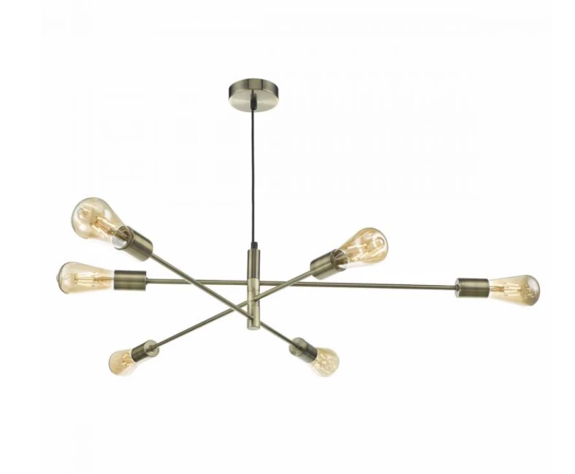 Där Lighting Antique Brass Alana 6lt Pendant Light 1 Där Lighting Antique Brass Alana 6lt Pendant Light