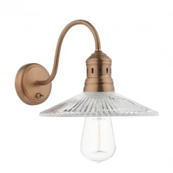 Där Lighting Adeline Brushed Copper & Glass Wall Light