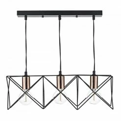 Där Lighting Black Midi 3 Bar Pendant Light