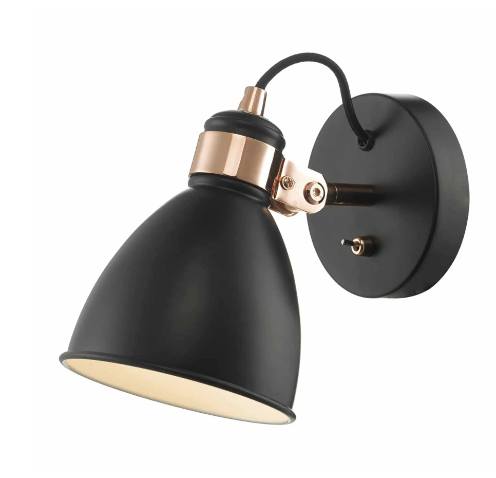 Där Lighting Black & Copper Frederick Wall Light 1 Där Lighting Black & Copper Frederick Wall Light
