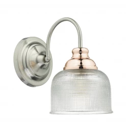 Där Lighting Wharfdale Wall Light In Satin Chrome & Copper