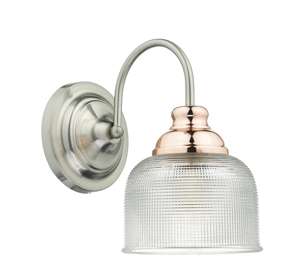 Där Lighting Wharfdale Wall Light In Satin Chrome & Copper 1 Där Lighting Wharfdale Wall Light In Satin Chrome & Copper