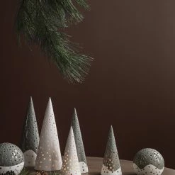 Kähler Nobili Ceramic Cone Tealight Holder 30cm Grey-Green
