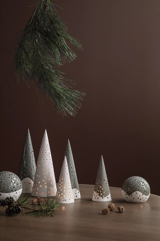 Kähler Nobili Ceramic Cone Tealight Holder 30cm Grey-Green 2 Kähler Nobili Ceramic Cone Tealight Holder 30cm Grey-Green