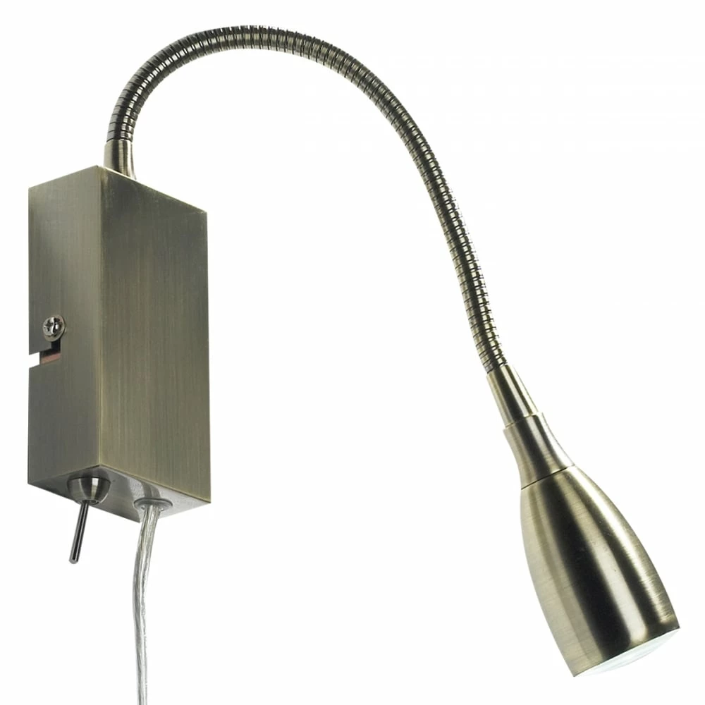 Där Lighting Antique Brass Uno Reading Wall Light 1 Där Lighting Antique Brass Uno Reading Wall Light