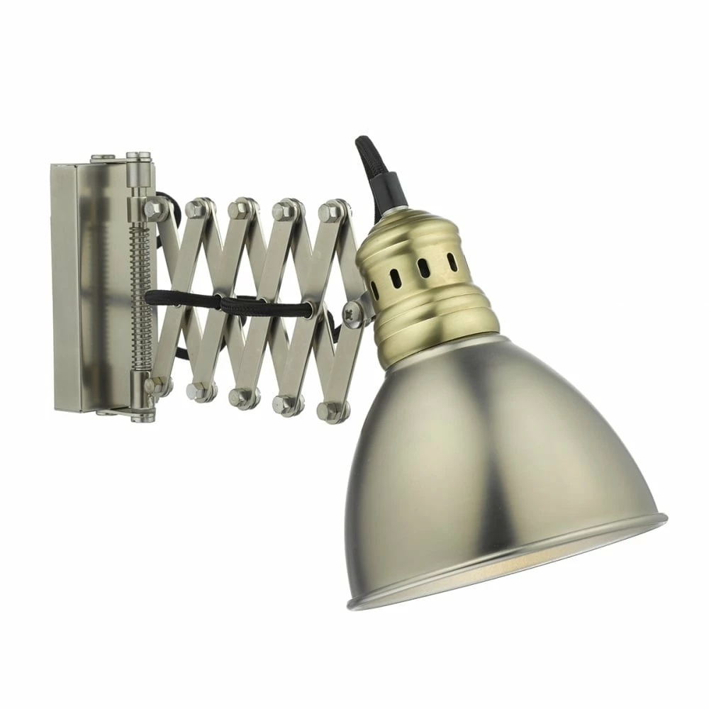Där Lighting Antique Chrome Brass Esra Wall Light 1 Där Lighting Antique Chrome Brass Esra Wall Light