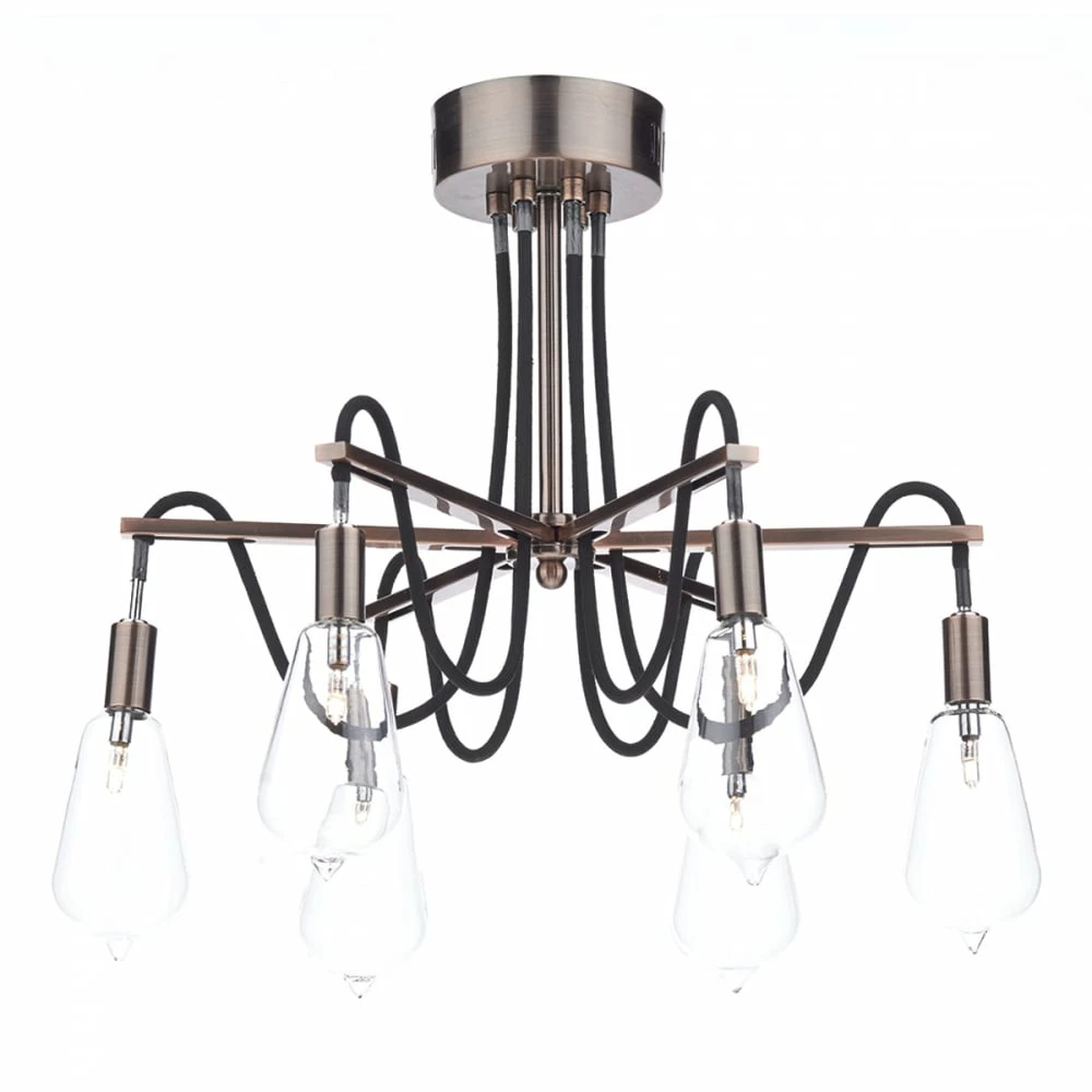 Där Lighting Copper Scroll 6 Ceiling Light 1 Där Lighting Copper Scroll 6 Ceiling Light