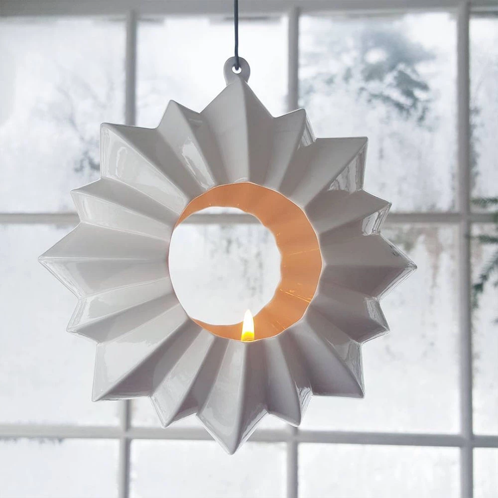 Kähler Hanging Porcelain Tea Light Holder - Stella 3 Kähler Hanging Porcelain Tea Light Holder - Stella