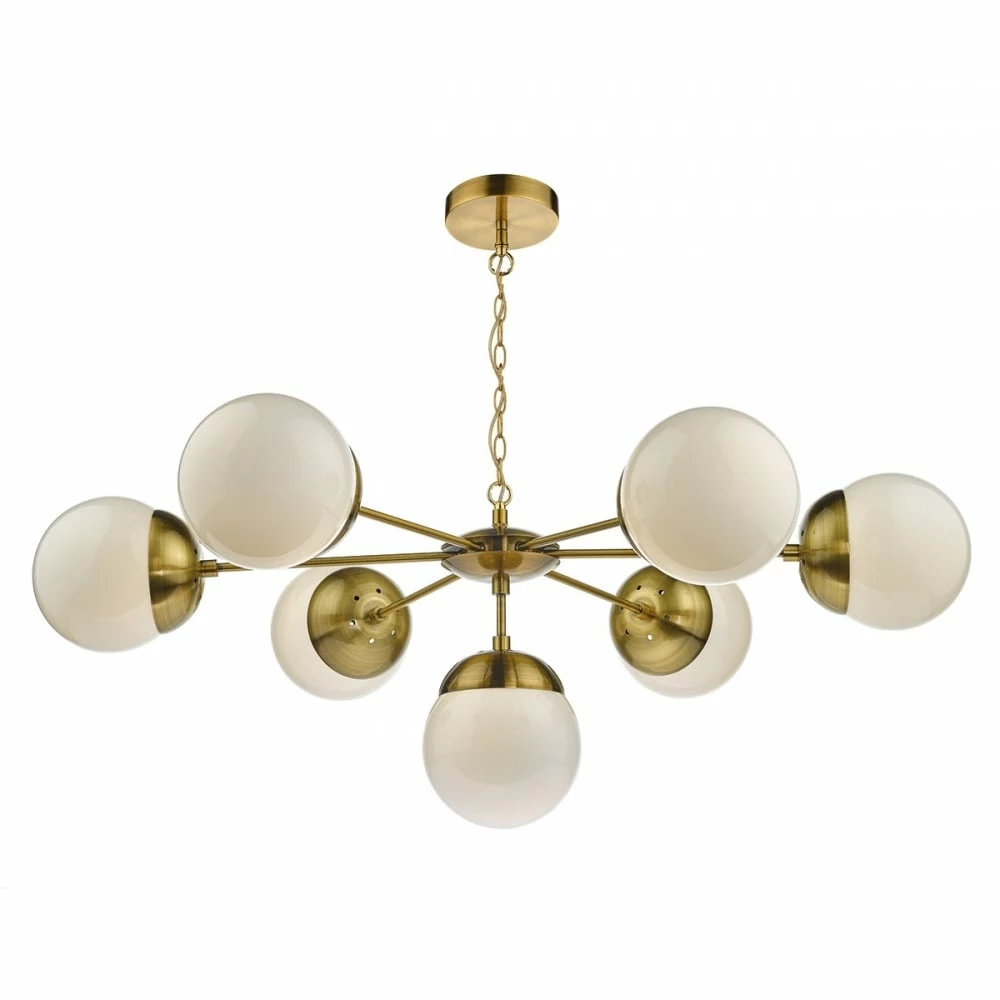 Där Lighting Brass White Bombazine 7 Pendant Light 2 Där Lighting Brass White Bombazine 7 Pendant Light
