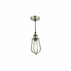 Där Lighting Pewter Taurus 1 Cage Pendant Light