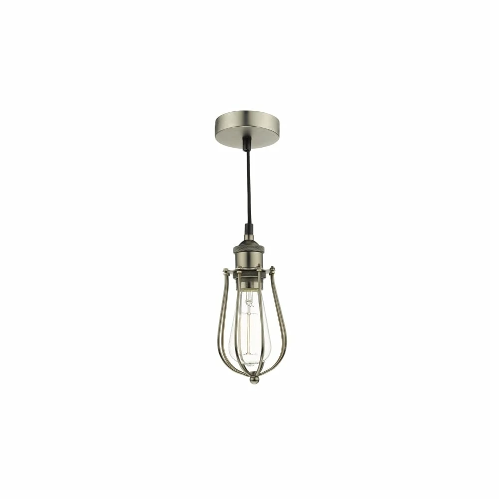 Där Lighting Pewter Taurus 1 Cage Pendant Light 2 Där Lighting Pewter Taurus 1 Cage Pendant Light